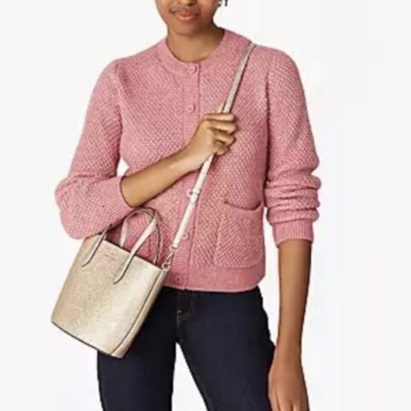 NWT Kate Spade New York Gold Glimmer Mixed Material Satchel/bag KE460 - Picture 6 of 11